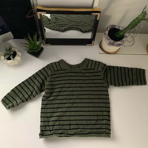 Baby Gap olive green and black striped top 12-18m